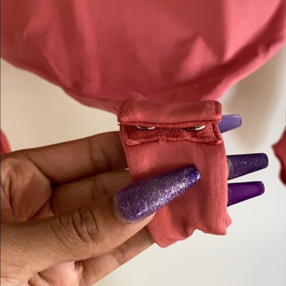 Salmon long sleeve bodysuit NWT peplum/ruched - Picture 3 of 8